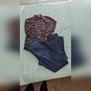 J. Crew Tiger Button Up Blouse